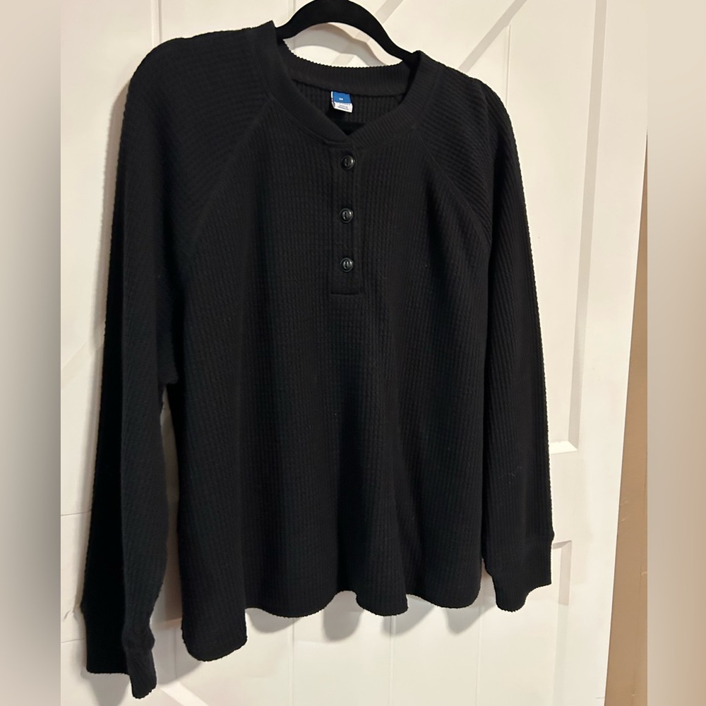 Old Navy Black Waffle Knit Top